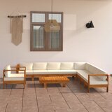 The Living Store Vrtna garnitura s kremno belimi blazinami 10-delna akacijev les - Vrtna Počivalna Garnitura, (21473183) | Shoptok.si
