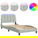 Maison Chic Posteljni okvir - Enojna postelja - Postelja za odrasle z LED lučkami svetlo siv 100x200 cm žamet, (21696916) Cene