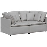  2-delna kotna sedežna garnitura z blazinami, blago, siva | Shoptok.si