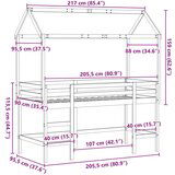 Krevet na kat s ljestvama i krovom 90x200 cm od borovine | shoptok.hr