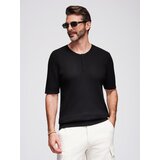 Ombre Men's knitted T-shirt with buttons at neckline - black | shoptok.hr
