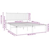  Metalni okvir za krevet s uzglavljem crni 140x200 cm | shoptok.hr