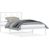 Maison Chic Kovinski Posteljni okvir - Enojna postelja - Postelja za odrasle z vzglavjem in vznožjem bel 107x203 cm, (21696924) | Shoptok.si