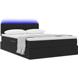  LED krevet za pohranu s madracem Crna 140 x 190 cm Baršun | shoptok.hr