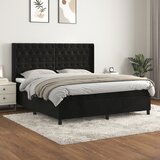 vidaXL Box spring postelja z vzmetnico črna 160x200 cm žamet Cene