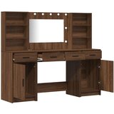  Toaletna miza z LED lučmi Rjava hrast 158,5x41x135 cm, (22094614) | Shoptok.si