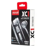 XC1 USB-C wired headphones with USB-A adapter black