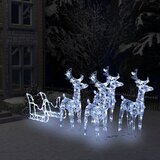 vidaXL Ukrasni božićni sobovi i saonice 240 LED žarulja akrilni | shoptok.hr