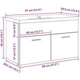  Kupaonski Ormar s Ugrađenim Lavabo - Umivaonikom Crni Hrast Konstruirano Drvo | shoptok.hr