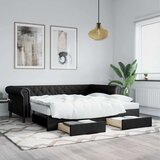 vidaXL Dnevni krevet na razvlačenje crni 90 x 200 cm od umjetne kože | shoptok.hr