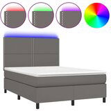  Box spring postelja z vzmetnico LED siva 140x190cm um | Shoptok.si