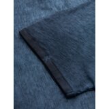 Ombre Men's cotton V-neck knit t-shirt with wash effect - navy blue | Shoptok.si