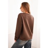 Kesi Włoski Women's cotton sweatshirt with a cat print and text brown | Shoptok.si