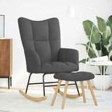  Stolica za ljuljanje s osloncem za noge od tkanine tamnosiva | shoptok.hr
