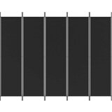 Sobna Paravan 5-delni 250x200 cm črno blago, (20595018) | Shoptok.si