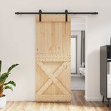  Klizna vrata Prirodna i crna 85 x 210 cm Čvrsta borovina Cijene