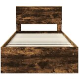  Okvir za krevet s uzglavljem Dimljeni hrast 100 x 200 cm | shoptok.hr