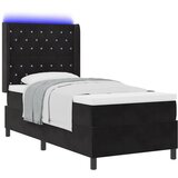 vidaXL Box Spring postelja z vzmetnico in LED črna 90x190 cm žamet, (22049313) Cene