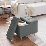  Otoman za pohranu s jastukom Tamno siva 60 x 60 x 45 cm tkanina - Tamno siva 60 cm tkanina | shoptok.hr