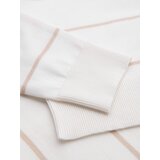 Ombre Men's horizontal striped polo longsleeve with viscose - white and beige | Eponuda.ba