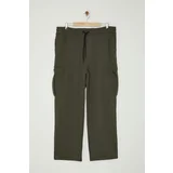 Trendyol Khaki Plus Size Wide Leg/Wide Cut Cargo Pocket Sweatpants