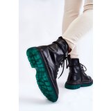 EVENTO Women's Lace Up Boots With Green Sole Black Trinah | ePonuda.com
