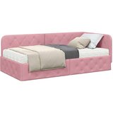vidaXL Kotna postelja z vzmetnico z vzglavjem Roza 100 x 200 cm Žamet | Shoptok.si