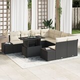 vidaXL 9-delni vrtna sofa set z blazinami črn poli ratan Cene