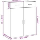  Komoda siva boja hrasta 80x42 5x93 cm od konstruiranog drva | shoptok.hr