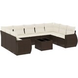 Maison Chic Seti vrtnega pohištva - Vrtna garnitura - Vrtni pohištvo set 10-delna z blazinami rjava poli ratan, (21811816) | Shoptok.si