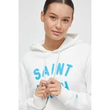 Mc2 Saint Barth Bombažen pulover ženska, bela barva, s kapuco