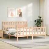 Maison Chic Posteljni okvir - Dvoposteljna postelja - Zakonska postelja z vzglavjem trden les-J16602, (21773037) | Shoptok.si