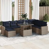 vidaXL 9-dijelni set vrtnih sofa poliratan i bagrem s jastucima sivi | shoptok.hr