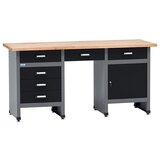 KÜPPER Delovni pult (Do x Š: 60 x 170 cm, Delovna višina: 84 cm, Nosilnost: 300 kg, Črna, Število predalov: 6 kos) | Shoptok.si