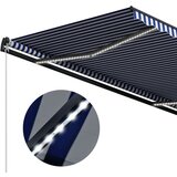  Tenda s senzorjem za veter in LED lučmi 500x300cm modra in bela - - modra - 38.02 - 500 x 300 cm - | Shoptok.si