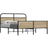 Maison Chic Kovinski Posteljni okvir - Dvoposteljna postelja - Zakonska postelja brez vzmetnice dimljen hrast 160x200cm, (21693091) | Shoptok.si