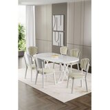 Hanah home trpezarijski set Flori, sto i 6 stolica, bela ploča, krem tkanina Babyface | Eponuda.com