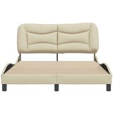 vidaXL Posteljni okvir z vzglavjem krem 140x190 cm blago, (21086405) | Shoptok.si