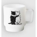 Hugging Cats Glass Mug white