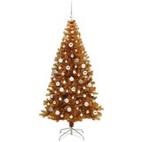 vidaXL Božično drevo med 300 LED z stojalom Zlata 180 cm PET | Shoptok.si