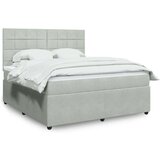 vidaXL Box spring postelja z vzmetnico svetlo siva 180x200 cm žamet | Shoptok.si