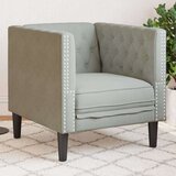 vidaXL Fotelj chesterfield svetlo siv žamet | Shoptok.si