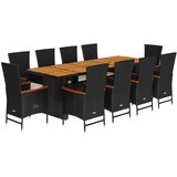 vidaXL 11-dijelni vrtni blagovaonski set s jastucima poliratan crni | shoptok.hr