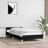 Maison Chic Posteljni okvir - Enojna postelja - Postelja za odrasle z vzglavjem brez vzmetnice črn 80x200 cm blago, (21696253) | Shoptok.si
