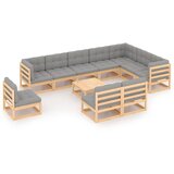 vidaXL Vrtna sedežna garnitura 11-delna z blazinami trdna borovina, (20704297) | Shoptok.si