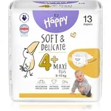 Baby Happy Soft&Delicate Size 4+ Maxi Plus plenice za enkratno uporabo 9-15 kg 13 kos