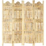 vidaXL Ročno izrezljan paravan 4-delni 160x165 cm trden mangov les | Shoptok.si