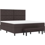 vidaXL Krevet s box springom s madracem i klupom tamnosmeđa 180x200 cm tkanina | shoptok.hr