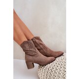 S. BARSKI Cutout Cowboy Ankle Boots For Women On Heel Brown S.Barski | Shoptok.si