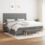 Krevet s oprugama i madracem tamnosivi 200 x 200 cm od tkanine | shoptok.hr
